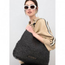 Raffia-effect Contrast Tote Bag With Cut  LOLA CASADEMUNT