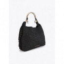 Raffia-effect Contrast Tote Bag With Cut  LOLA CASADEMUNT