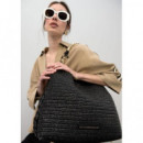 Raffia-effect Contrast Tote Bag With Cut  LOLA CASADEMUNT