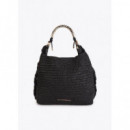 Raffia-effect Contrast Tote Bag With Cut  LOLA CASADEMUNT