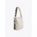 Tote Bag With Contrast Nylon Strap Ecru  LOLA CASADEMUNT