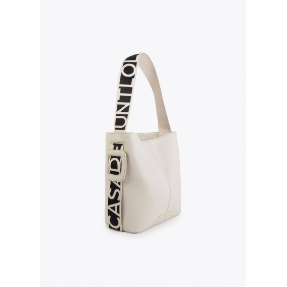 Tote Bag With Contrast Nylon Strap Ecru  LOLA CASADEMUNT