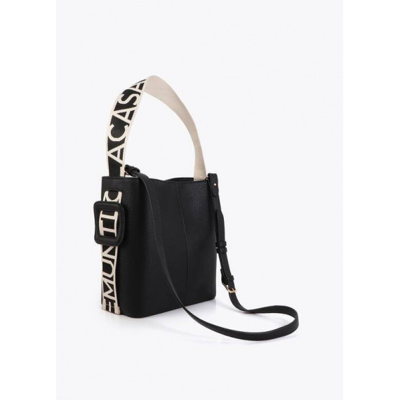 Tote Bag With Contrast Nylon Strap Black  LOLA CASADEMUNT
