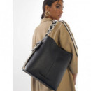 Tote Bag With Contrast Nylon Strap Black  LOLA CASADEMUNT