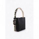 Tote Bag With Contrast Nylon Strap Black  LOLA CASADEMUNT