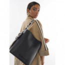 Tote Bag With Contrast Nylon Strap Black  LOLA CASADEMUNT