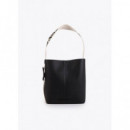 Tote Bag With Contrast Nylon Strap Black  LOLA CASADEMUNT
