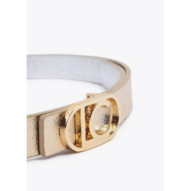 Reversible Belt With Oval Logo Buckle Metal-metal  LOLA CASADEMUNT