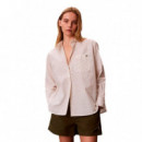 Camisa Holgada de Popelín de Algodón a Rayas  CALVIN KLEIN