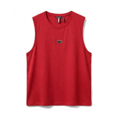 Camiseta Sin Mangas Regular Fit De Algod&oacute;n Con Placa Con Logotipo