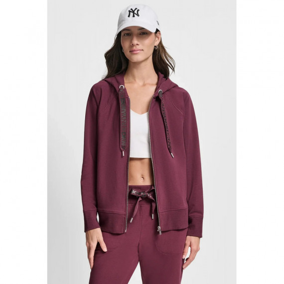 Sudadera con Cierre de Cremallera y Cordón Logo Bicolor de DKNY