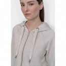 Sudadera con Cierre de Cremallera y Cordón Logo Bicolor de DKNY