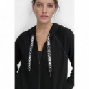 Sudadera con Cierre de Cremallera y Cordón Logo Bicolor de DKNY