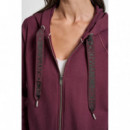 Sudadera con Cierre de Cremallera y Cordón Logo Bicolor de DKNY