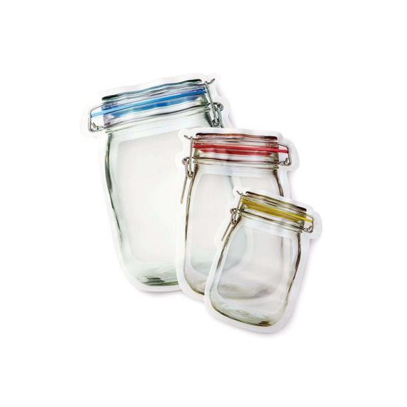 KIKKERLAND Zipper Bags Set de 4 Bolsas con Cierre Reutilizable 150ML Libre Bpa,pvc CU-145S