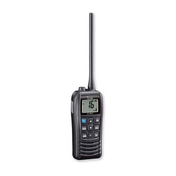 ICOM Walkie Banda Marina Vhf IC-M37E 6W Resistente Al Agua ,flota y Luz Baliza Emergencia, 6W