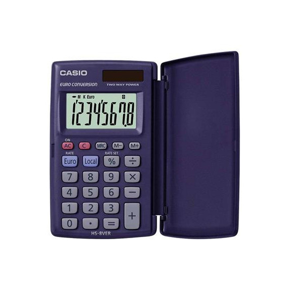 CASIO Calculadora Bolsillo HS-8VER 8 Digitos Solar Pilas