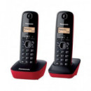 PANASONIC Telefono Inalambrico Duo KX-TG1612 Rojo, Negro
