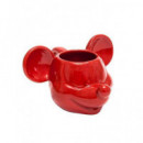 DISNEY Taza Diseño 3D Mickey Mouse Ceramica Rojo