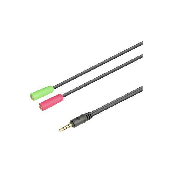 NIMO Cable Jack 3.5MM/M 4 Puntos a 2 Xjack 3.5MM/H Mic+aur Rosa Verde 0.20CM WIR988