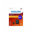 PHILIPS Tarjeta Memoria Micro Sdhc 64GB con Adaptador Uhs-i Clase 10 A1 80MB/S