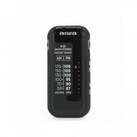 AIWA Mini Radio de Bolsillo Am/fm Stereo R-22BK Negra con Clip y Auriculares