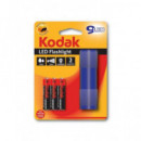 KODAK Linterna Led Azul 46 LUMENES,IP62 Resistente Al Agua, 25MTRS, Incluye 3 Pilas Aaa