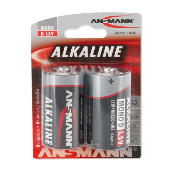 ANSMANN Pack de 2 Pilas Alkalinas LR20 D 1.5V
