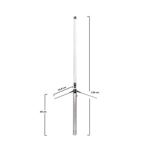 KOMUNICA Antena Base Fibra Vidrio X30-PWR Dual Banda 144-430MHZ 150W Conector N