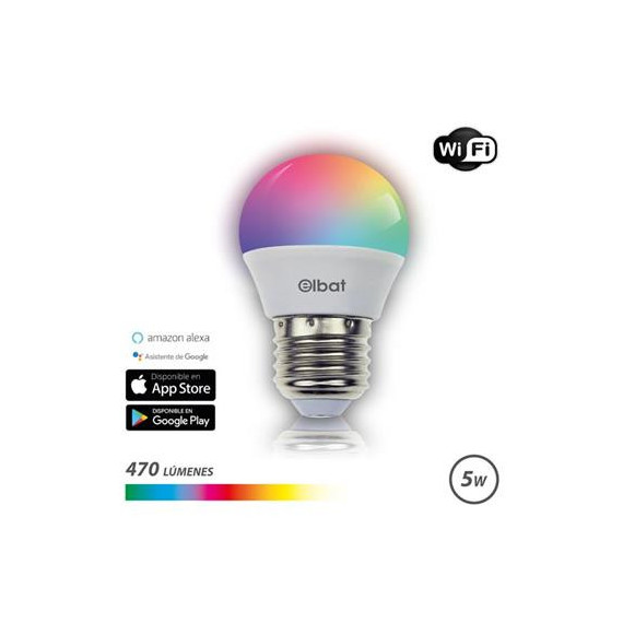 ELBAT Bombilla Led Smart Wifi 5W ,rgb MULTICOLOR,G45,E27 470 Lumenes EB0352
