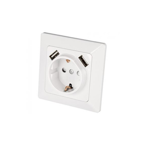 ARCAS Enchufe Schuko MEL079 de Empotrar 16AM+2XUSB Blanco