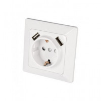 ARCAS Enchufe Schuko MEL079 de Empotrar 16AM+2XUSB Blanco