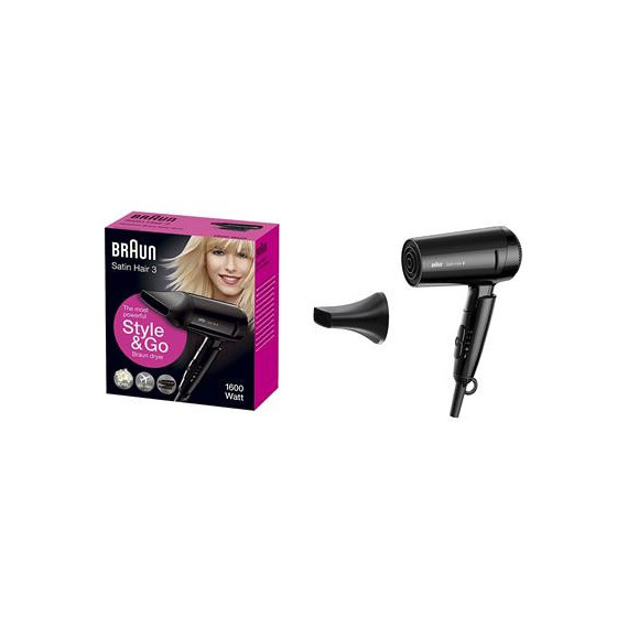 BRAUN Secador de Pelo HD350 Plegable 1600W  de Viaje Mini