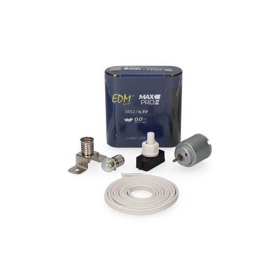 EDM Kit Electronico Manualidades 1 PORTALAMPARA,1 Bombilla, 1 INTERRUPTOR,1 Cable, 1 Motor 02006