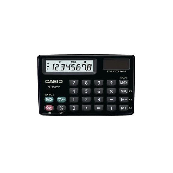 CASIO Calculadora 8 Digitos Solar SL-787TV  Negra/plata