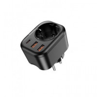 HOCO Enchufe 1 Toma con 3XUSB+1XTIPO C NS3 4000W Negro - Guanxe Atlantic Marketplace