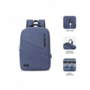 SUBBLIM Mochila para Portatil 15.6" City Backpack Azul con Conector USB para Cargar