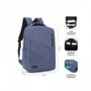 SUBBLIM Mochila para Portatil 15.6" City Backpack Azul con Conector USB para Cargar