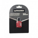 MADER Candado TSA ESPECIAL PARA USA  Con Combinacion Para Maletas Y Mochilas 30mm  Rojo /negroT71753
