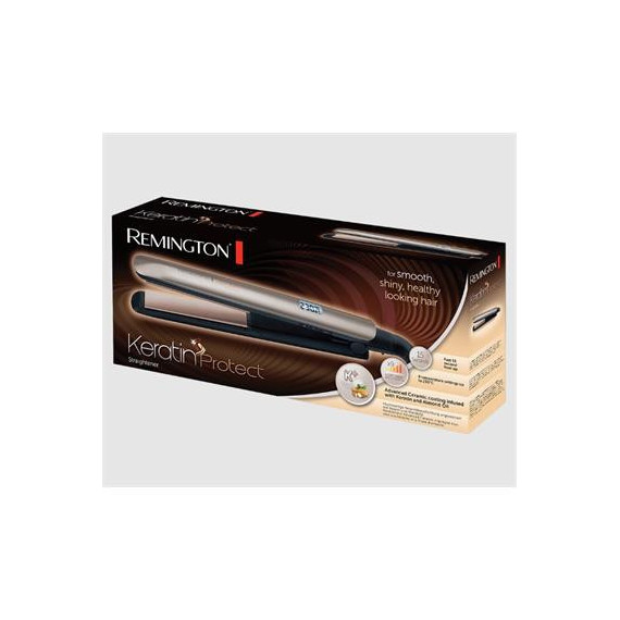 REMINGTON Plancha de Pelo Keratin Protect, Placas Ceramica S8540 Negro