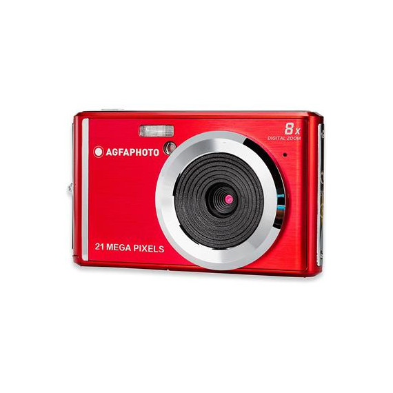AGFAPHOTO Camara de Fotos Digital DC5200 Rojo 21MP 8X Zoom 2,4 Lcd