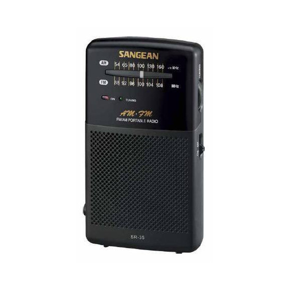 SANGEAN Radio Bolsillo SR-35 Am/fm Negro con Altavoz