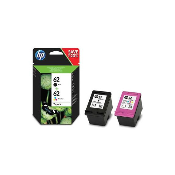 HP Pack de 2 Tintas 62 Negra + 62 Color