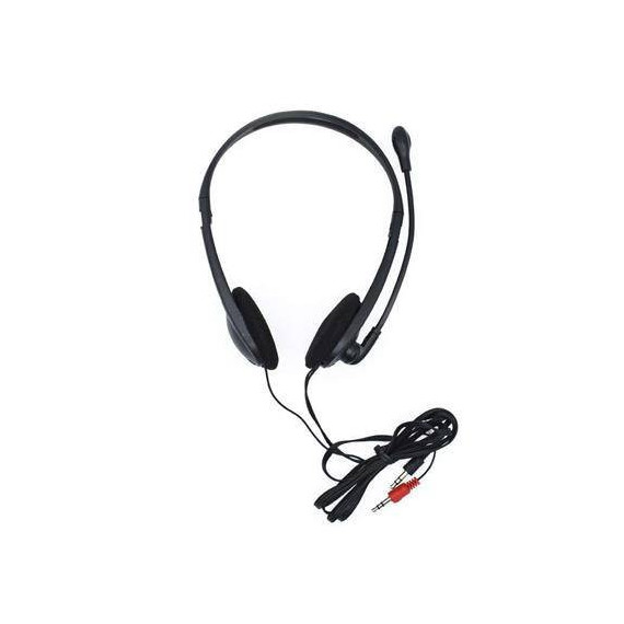 D4U Micro Auricular para Pc Conference Cable 1.3MTRS, Doble Clavija Jack 3.5MM Negro  LALO