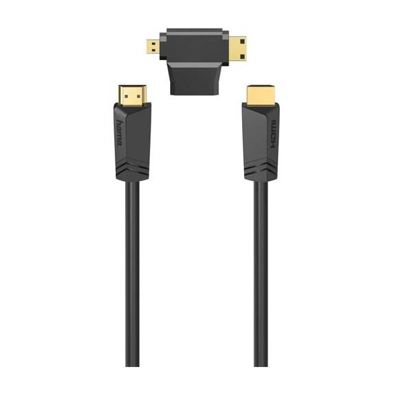 HAMA Kit 3 en 1 Cable Video HDMI M/m 1.5MTRS con Adaptador Mini Hdm/m a Hdmi/m Full HD 1080 205162