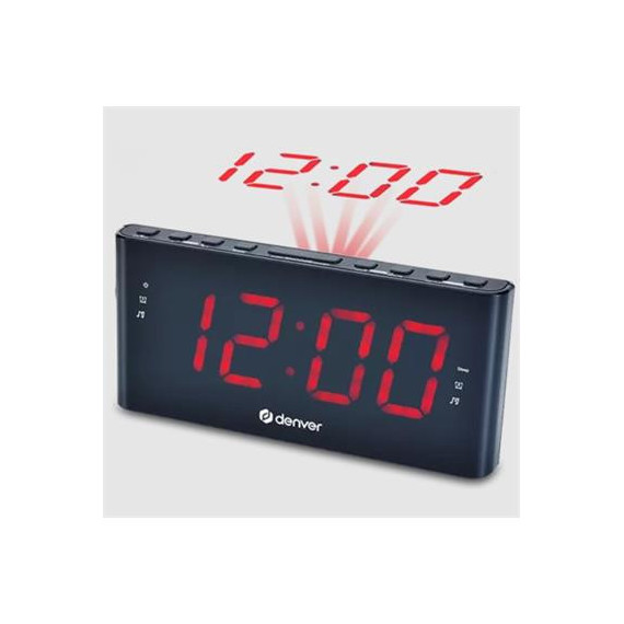 DENVER Radio Reloj Despertador Proyector Hora CPR-710/ Fm Negro