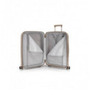 GABOL Maleta Viaje Mediana con 4 Ruedas Polipropileno Kiba Beige 66X44X27 Cm