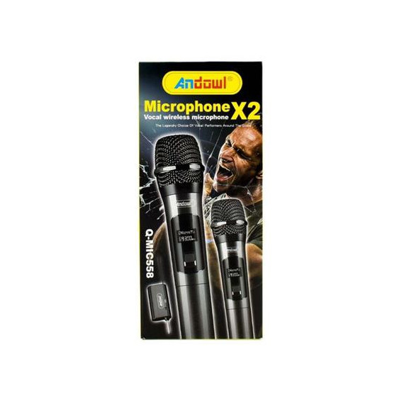ANDOWL Pack 2 Microfonos Inalambricos con Receptor Jack 6.3MM Q-MIC558