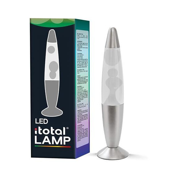 ITOTAL Lampara de Lava Led Multi Color XL2673 Base Plata Cera Blanca