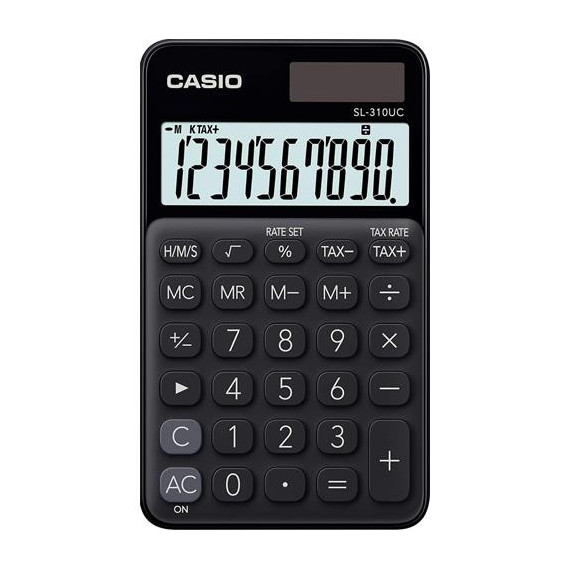 CASIO Calculadora Solar Pequeño SL-310UC-BK Negra 10 Digitos con Pilas